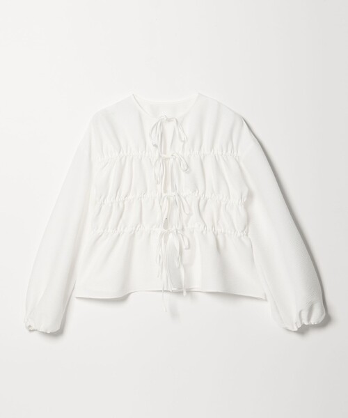 EMMEL REFINES(エメルリファインズ)の「<EMMEL REFINES>EM コードレーン リボンギャザー ブラウス(シャツ/ブラウス・レディース・ブラック/ライトブルー/ホワイト・FREE)」の12枚目の写真