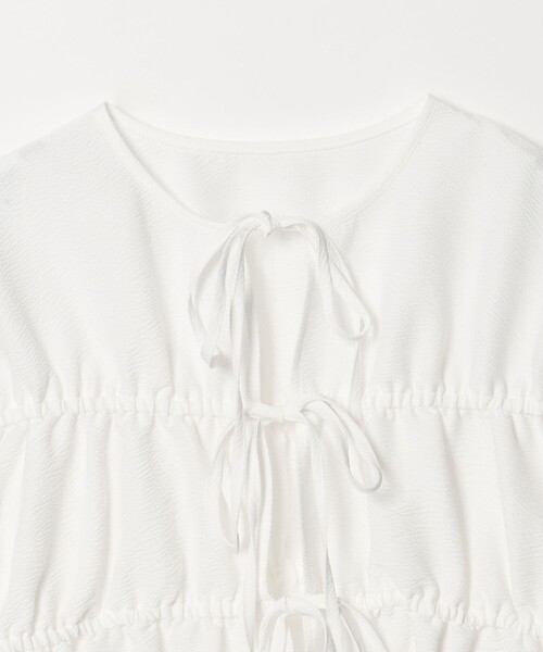 EMMEL REFINES(エメルリファインズ)の「<EMMEL REFINES>EM コードレーン リボンギャザー ブラウス(シャツ/ブラウス・レディース・ブラック/ライトブルー/ホワイト・FREE)」の14枚目の写真