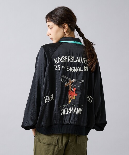 THRIFTY LOOK(スリフティールック)の「【THRIFTY LOOK / スリフティールック】 SOUVENIR GREENLAND BLOUSON /スーベニアジャケット/SATINサテン/VELOURベロア(ブルゾン・メンズ・ブラック系その他/ブラック系その他2・M/L)」の1枚目の写真