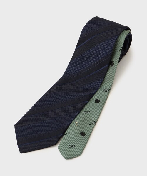 TAKEO KIKUCHI（タケオキクチ）の「【BOXセット】ジェントルマンストライプ ネクタイ×眼鏡型タイバー（ネクタイ・メンズ・ライトグリーン系2/グリーン系その他4/ネイビー系2・00）」の5枚目の写真