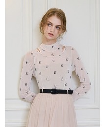 EIMY ISTOIRE | モノグラムカットアウトチュールトップス(Tシャツ/カットソー)