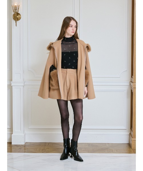 EIMY ISTOIRE（エイミーイストワール）の「モノグラムカットアウトチュールトップス（Tシャツ/カットソー・レディース・ライトベージュ/ブラック・F）」の8枚目の写真