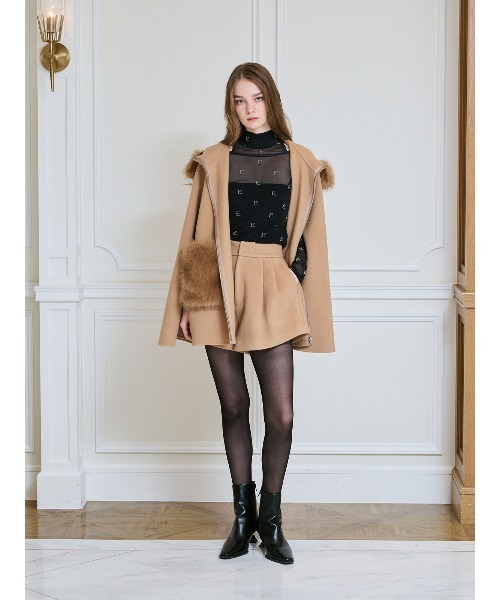 EIMY ISTOIRE（エイミーイストワール）の「モノグラムカットアウトチュールトップス（Tシャツ/カットソー・レディース・ライトベージュ/ブラック・F）」の9枚目の写真