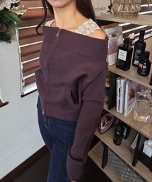 オフショル ニット オフショルダー」に該当するブラウン/茶色系の