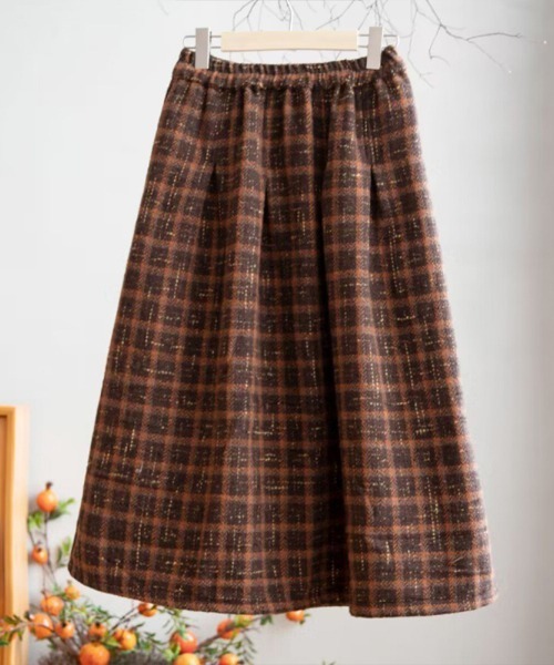Flugge(フラッジー)の「ミディアム丈チェックスカート(スカート・レディース・ブラウン/グリーン・LARGE/MEDIUM)」の7枚目の写真