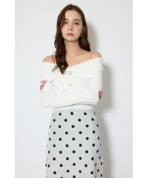 rienda（リエンダ）の「リボンデザインドットニットワンピース 春服（ワンピース・レディース・ホワイト・FREE）」の5枚目の写真