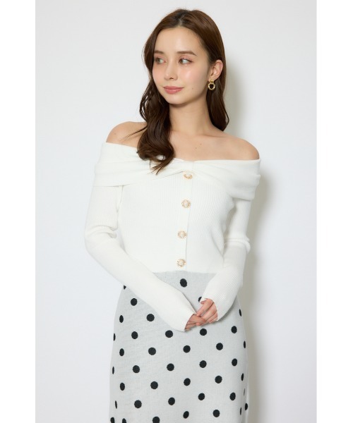 rienda（リエンダ）の「リボンデザインドットニットワンピース 春服（ワンピース・レディース・ホワイト・FREE）」の8枚目の写真