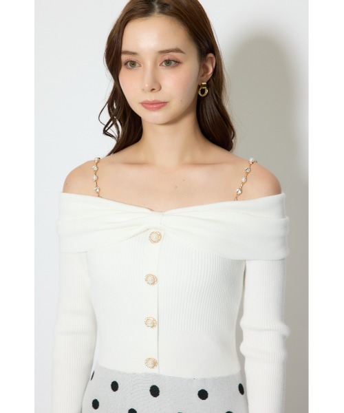 rienda（リエンダ）の「リボンデザインドットニットワンピース 春服（ワンピース・レディース・ホワイト・FREE）」の12枚目の写真