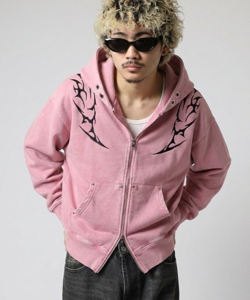 bike star(バイクスター)の「RESHAM トライバル刺繍ZIPパーカー(パーカー・メンズ・ピンク/ブラウン/チャコールグレー・M/L)」の22枚目の写真