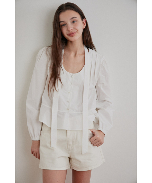 MAGNET ARCHIVE（マグネット アーカイブ）の「Tie Drop Blouse (White)（シャツ/ブラウス・レディース・その他・FREE）」の3枚目の写真