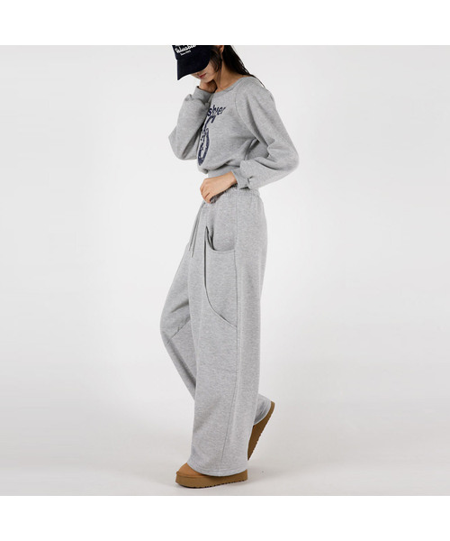 Women's fleece-lined curved pocket wide balloon pants (3 colors)
