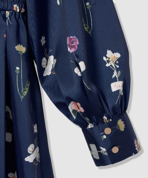 ANAYI（アナイ）の「ボタニカルサテンプリントタック ワンピース（ワンピース・レディース・ホワイト/ネイビー・34/38/36）」の7枚目の写真