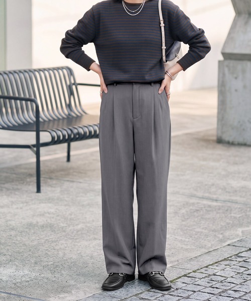 STYLE DELI(スタイルデリ)の「裏地付きストレッチツイルワイドパンツ(その他パンツ・レディース・アイボリー/ラベンダー/グレー・SMALL/MEDIUM)」の11枚目の写真