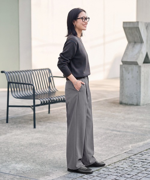 STYLE DELI(スタイルデリ)の「裏地付きストレッチツイルワイドパンツ(その他パンツ・レディース・アイボリー/ラベンダー/グレー・SMALL/MEDIUM)」の12枚目の写真