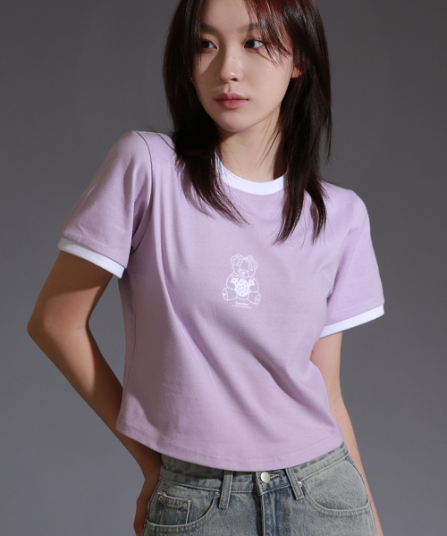 LIKE THE MOST（ライクザモースト）の「ティップ配色ストロベリー半袖Tシャツ_パープル（Tシャツ/カットソー・レディース・その他・S/M/L）」の2枚目の写真