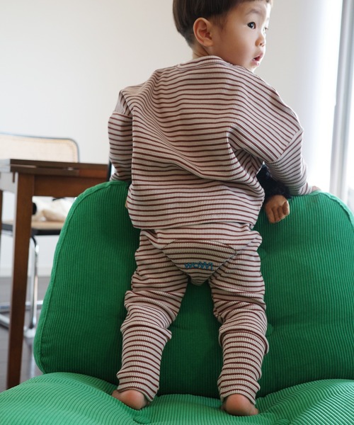 LSP WOW（エルエスピーワオ）の「【LSP WOW!】WOW!サイズアウトしないワッフルボーダーモンキーパンツ（その他パンツ・キッズ・ブラウン系その他/ブルー系その他/ブラック系その他・95/90/80）」の6枚目の写真