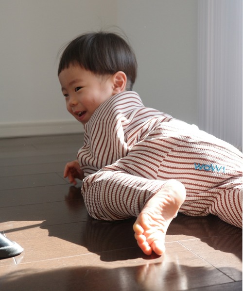 LSP WOW（エルエスピーワオ）の「【LSP WOW!】WOW!サイズアウトしないワッフルボーダーモンキーパンツ（その他パンツ・キッズ・ブラウン系その他/ブルー系その他/ブラック系その他・95/90/80）」の8枚目の写真