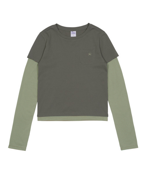 THECOLDESTMOMENT(ザコールデストモーメント)の「TCM stripe layered long sleeve (green)(Tシャツ/カットソー・レディース・その他・ONE SIZE)」の5枚目の写真
