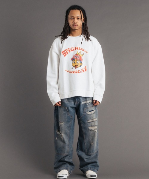 FR(13)NDS（フレンズ）の「FR(13)NDS /フレンズ/Smoking Min Boy SWEAT CREW（スウェット・メンズ・ネイビー/ホワイト系2・L/M）」の3枚目の写真