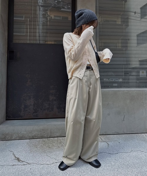 nananamoe（ナナナモエ）の「hem belt curve line loose PT（スラックス・レディース・ダークグレー/ベージュ/ブラウン・M/S）」の14枚目の写真