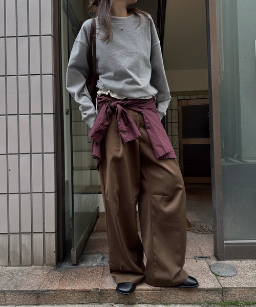 nananamoe（ナナナモエ）の「hem belt curve line loose PT（スラックス・レディース・ダークグレー/ベージュ/ブラウン・M/S）」の19枚目の写真