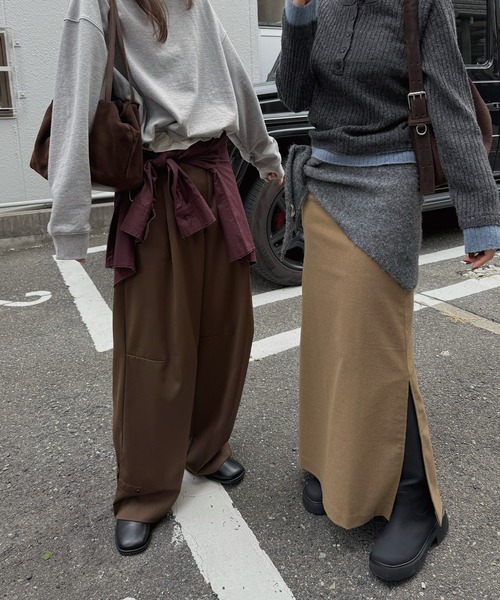 nananamoe（ナナナモエ）の「hem belt curve line loose PT（スラックス・レディース・ダークグレー/ベージュ/ブラウン・M/S）」の22枚目の写真