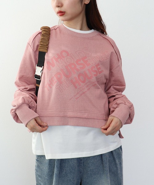 Cepica（セピカ）の「ショートLOGOショート丈プルオーバー（Tシャツ/カットソー・レディース・ピンク/ベージュ・FREE）」の2枚目の写真