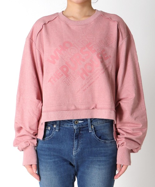 Cepica（セピカ）の「ショートLOGOショート丈プルオーバー（Tシャツ/カットソー・レディース・ピンク/ベージュ・FREE）」の4枚目の写真