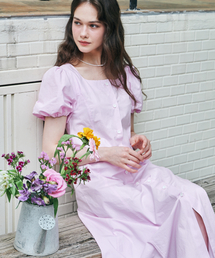 METAPHER（メタファ）の「MET パフスリーブ半袖ロングワンピース ピンク（ワンピース）」