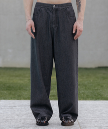DECOROSO（デコローゾ）の「クールフローデニムワイドバンディングパンツ[ロー ブラック]（デニムパンツ）」