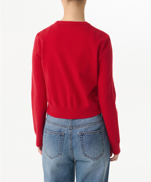 MUSINSA STANDARD WOMAN（ムシンサスタンダードウーマン）の「ウィメンズエッセンシャルラウンドネックカーディガン[レッド]（カーディガン/ボレロ・レディース・その他・SMALL/X-SMALL/MEDIUM/LARGE）」の3枚目の写真