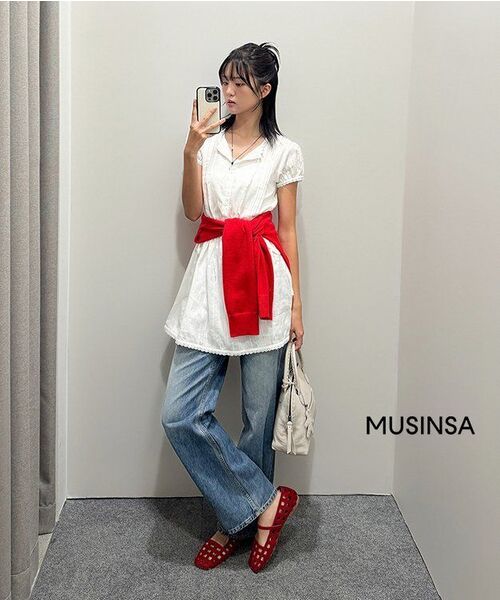 MUSINSA STANDARD WOMAN（ムシンサスタンダードウーマン）の「ウィメンズエッセンシャルラウンドネックカーディガン[レッド]（カーディガン/ボレロ・レディース・その他・SMALL/X-SMALL/MEDIUM/LARGE）」の10枚目の写真