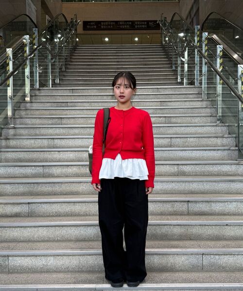 MUSINSA STANDARD WOMAN（ムシンサスタンダードウーマン）の「ウィメンズエッセンシャルラウンドネックカーディガン[レッド]（カーディガン/ボレロ・レディース・その他・SMALL/X-SMALL/MEDIUM/LARGE）」の13枚目の写真