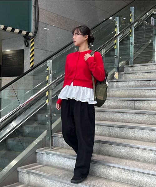 MUSINSA STANDARD WOMAN（ムシンサスタンダードウーマン）の「ウィメンズエッセンシャルラウンドネックカーディガン[レッド]（カーディガン/ボレロ・レディース・その他・SMALL/X-SMALL/MEDIUM/LARGE）」の14枚目の写真