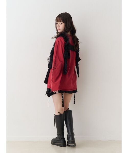 jouetie(ジュエティ)の「ダメージグランジロンT(Tシャツ/カットソー・レディース・アイボリー/ブラック/レッド・MEDIUM)」の14枚目の写真