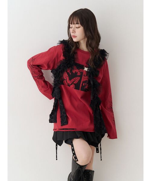 jouetie(ジュエティ)の「ダメージグランジロンT(Tシャツ/カットソー・レディース・アイボリー/ブラック/レッド・MEDIUM)」の11枚目の写真