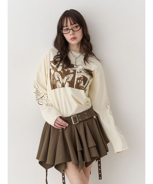 jouetie(ジュエティ)の「ダメージグランジロンT(Tシャツ/カットソー・レディース・アイボリー/ブラック/レッド・MEDIUM)」の16枚目の写真