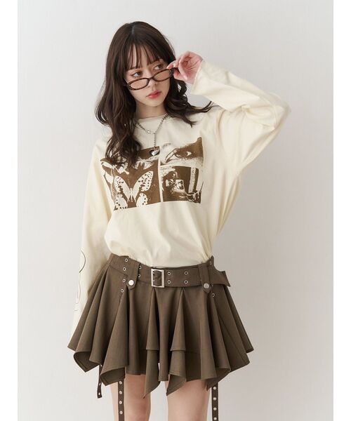 jouetie(ジュエティ)の「ダメージグランジロンT(Tシャツ/カットソー・レディース・アイボリー/ブラック/レッド・MEDIUM)」の18枚目の写真