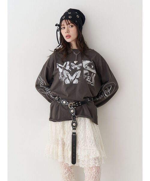 jouetie(ジュエティ)の「ダメージグランジロンT(Tシャツ/カットソー・レディース・アイボリー/ブラック/レッド・MEDIUM)」の22枚目の写真