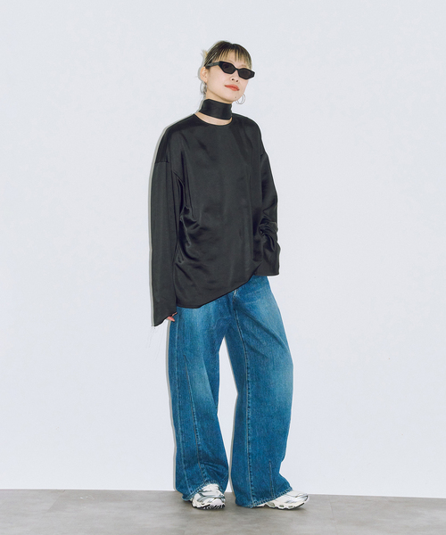 CITYSHOP(シティーショップ)の「SATIN RIBBON ブラウス(シャツ/ブラウス・レディース・ブラック・FREE)」の4枚目の写真