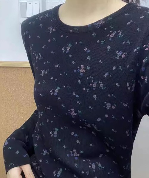 lulufa（ルルファ）の「フラワーモチーフリブロンT（Tシャツ/カットソー・レディース・ブラック/アイボリー/グレー・LARGE/MEDIUM）」の12枚目の写真