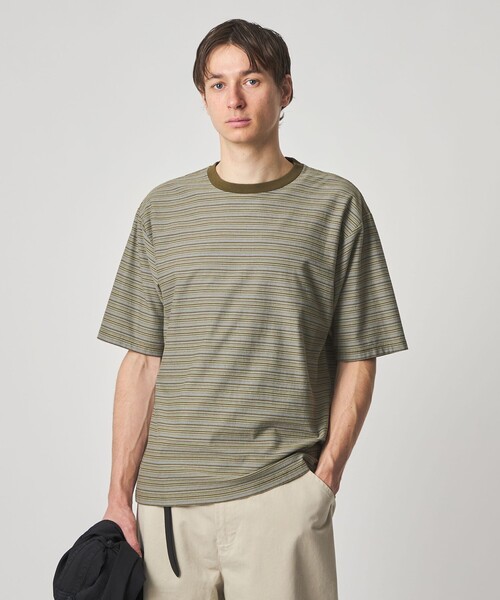 Steven Alan（スティーブンアラン）の「＜Steven Alan＞ オーガニックコットン マルチボーダー ショートスリーブ Tシャツ（Tシャツ/カットソー・メンズ・ブラック/ブラウン/ナチュラル・L/M/S/XL）」の8枚目の写真