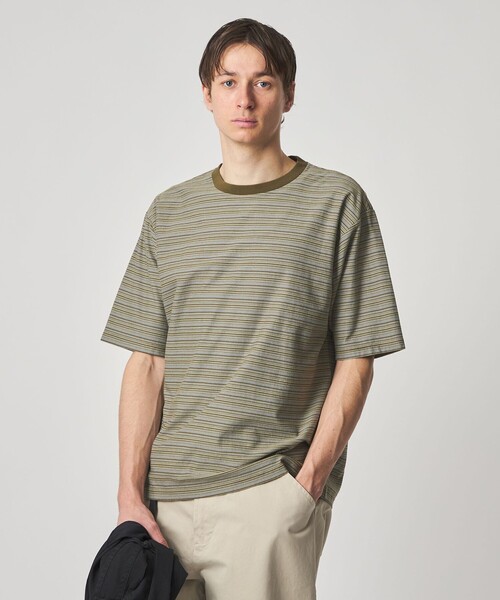 Steven Alan（スティーブンアラン）の「＜Steven Alan＞ オーガニックコットン マルチボーダー ショートスリーブ Tシャツ（Tシャツ/カットソー・メンズ・ブラック/ブラウン/ナチュラル・L/M/S/XL）」の9枚目の写真