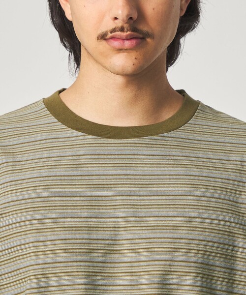Steven Alan（スティーブンアラン）の「＜Steven Alan＞ オーガニックコットン マルチボーダー ショートスリーブ Tシャツ（Tシャツ/カットソー・メンズ・ブラック/ブラウン/ナチュラル・L/M/S/XL）」の14枚目の写真