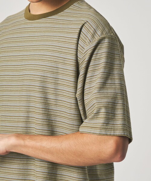 Steven Alan（スティーブンアラン）の「＜Steven Alan＞ オーガニックコットン マルチボーダー ショートスリーブ Tシャツ（Tシャツ/カットソー・メンズ・ブラック/ブラウン/ナチュラル・L/M/S/XL）」の15枚目の写真