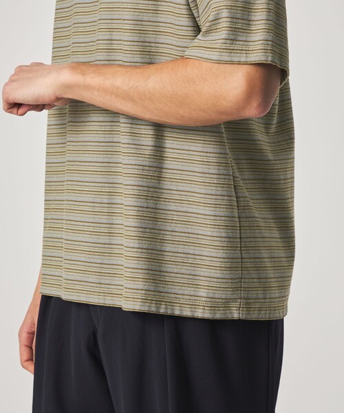 Steven Alan（スティーブンアラン）の「＜Steven Alan＞ オーガニックコットン マルチボーダー ショートスリーブ Tシャツ（Tシャツ/カットソー・メンズ・ブラック/ブラウン/ナチュラル・L/M/S/XL）」の16枚目の写真