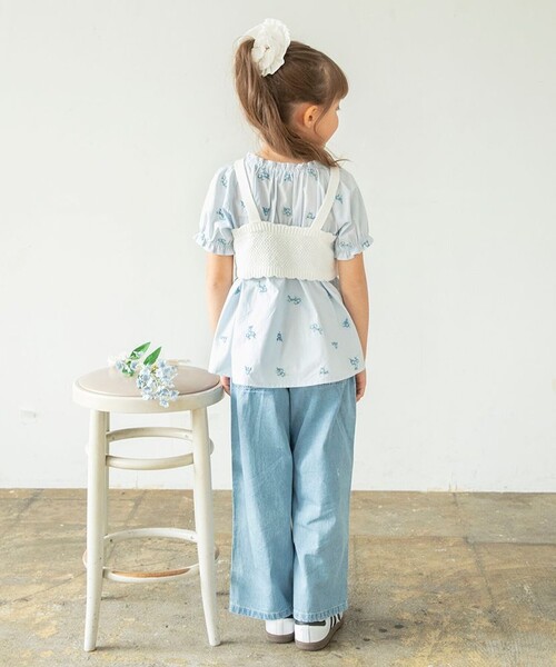 BRANSHES（ブランシェス）の「デニムワイドパンツ（デニムパンツ・キッズ・ネイビー/サックスブルー・90/130/110/120/100/140/150）」の15枚目の写真