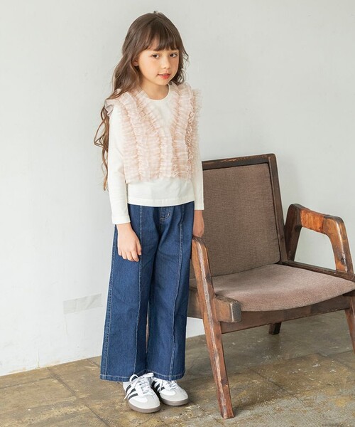 BRANSHES（ブランシェス）の「デニムワイドパンツ（デニムパンツ・キッズ・ネイビー/サックスブルー・90/130/110/120/100/140/150）」の14枚目の写真