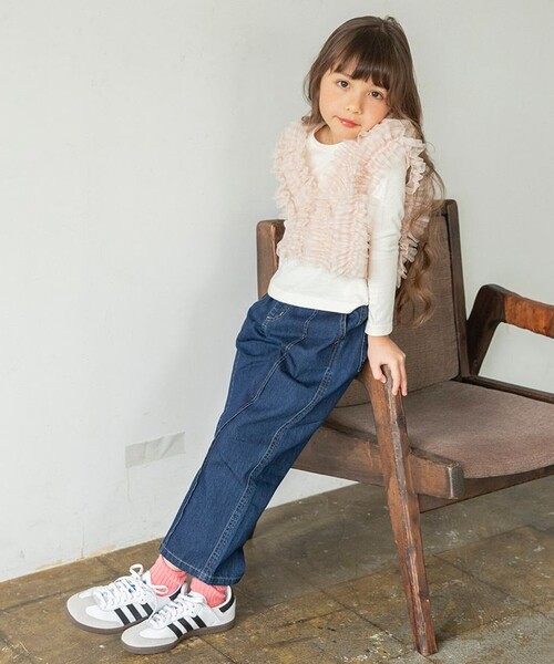 BRANSHES（ブランシェス）の「デニムワイドパンツ（デニムパンツ・キッズ・ネイビー/サックスブルー・90/130/110/120/100/140/150）」の8枚目の写真