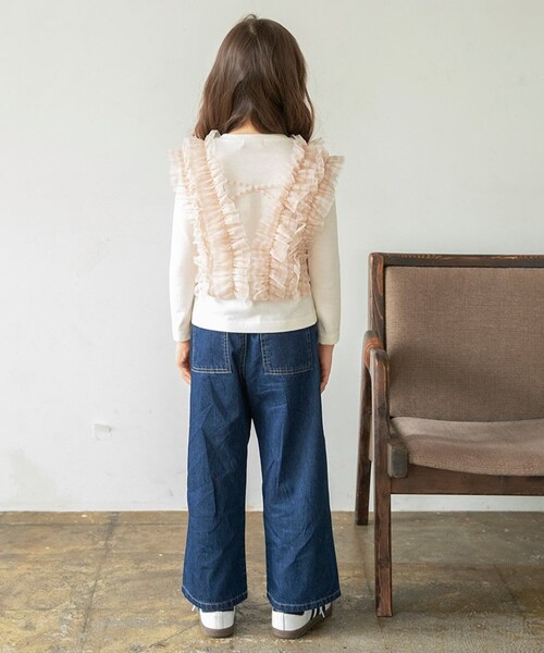 BRANSHES（ブランシェス）の「デニムワイドパンツ（デニムパンツ・キッズ・ネイビー/サックスブルー・90/130/110/120/100/140/150）」の9枚目の写真